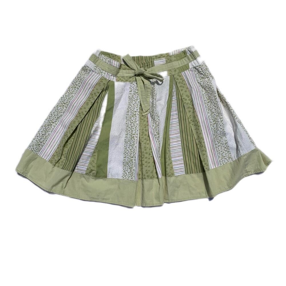 Vintage Roxy Y2K Green patchwork pleated skirt